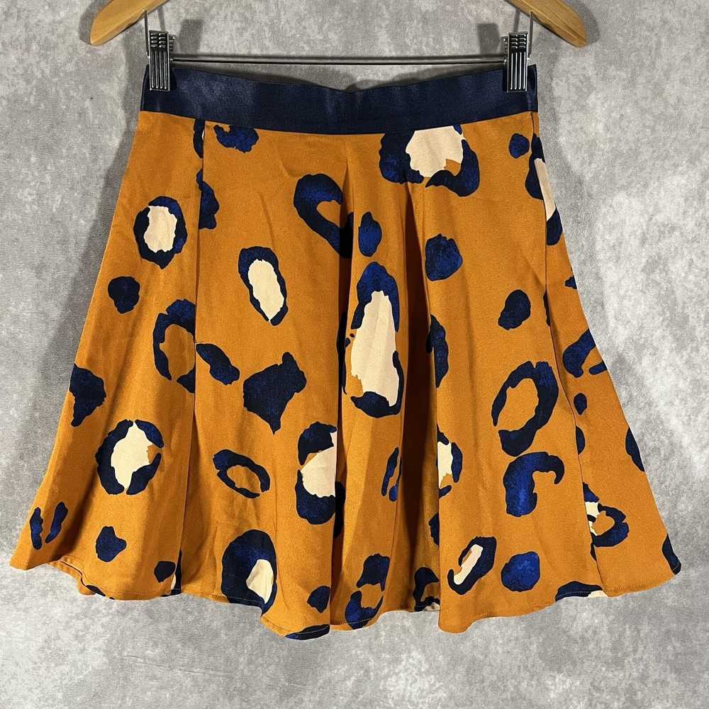 3.1 Phillip Lim Target Skirt Womens 8 Mustard Yellow Navy Leopard Print Mini